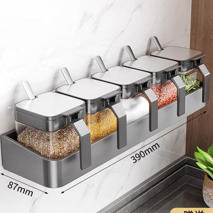 No-Drill Kitchen Spice Rack with Seasoning Jars