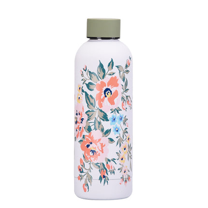 White Printed Stainless Steel Thermos Cup with Straw - 350–1000 mL
