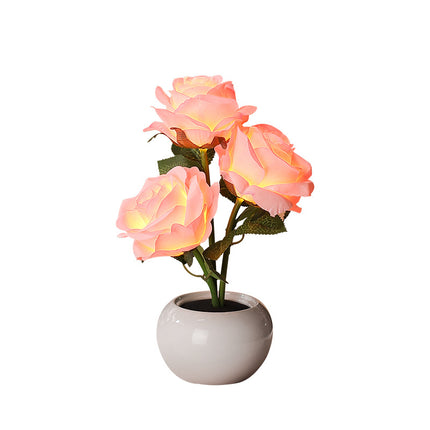 Ceramic Rose Night Light with Ambient Lighting