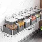 [6 gun gray spice jars + punch-free storage rack] gun gray seven-piece set