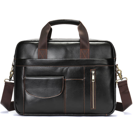 Genuine Leather 14-Inch Business Briefcase