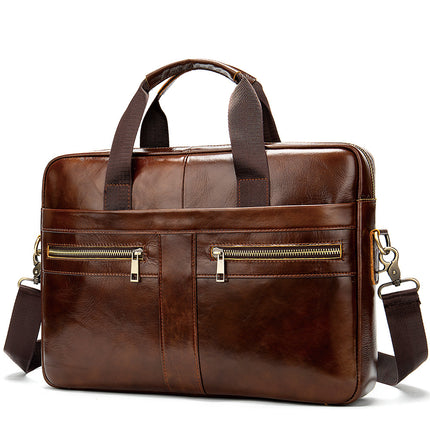Genuine Leather 14-Inch Business Briefcase