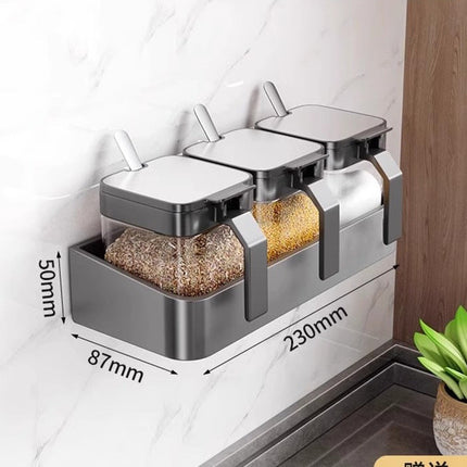 No-Drill Kitchen Spice Rack with Seasoning Jars