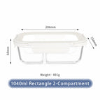 Rectangular 1040ml two-compartment