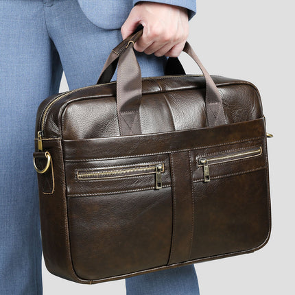 Genuine Leather 14-Inch Business Briefcase