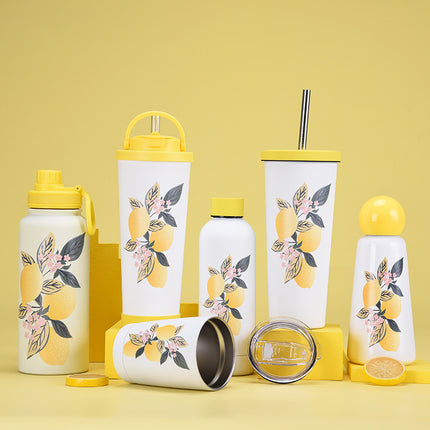 Multi-Size Wide-Mouth Thermos Cup with Straw - 350–1000 mL
