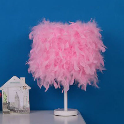 European Feather Table Lamp with Rose Heart Options