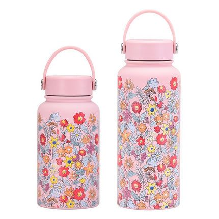 Printed Wide-Mouth Stainless Steel Thermos Cup with Straw - 350–1000 mL