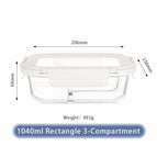 Rectangular 1040ml three-part grid
