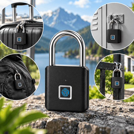 Smart Fingerprint Padlock with Bluetooth App Unlocking, USB-C & IP64 Protection