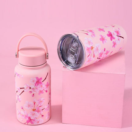 2026 New Large-Capacity Stainless Steel Thermos Cup Milk Tea Cup Coffee Cup Cherry Blossom Set with Handle Sports Water Bottle [SAMATIFY-CLEANED target=all_text]