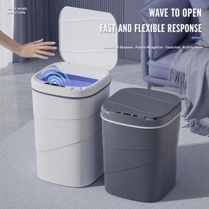 Smart Sensor Trash Can with Blue Night Light - 14–18 L