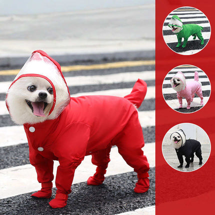 Tractionable Small Dog Four-Legged Raincoat Waterproof All-Inclusive with Feet Small Size Dogs Bichon Teddy Pet Rainy Day Dog Clothes [SAMATIFY-CLEANED target=all_text]