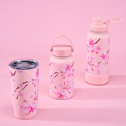 2026 New Large-Capacity Stainless Steel Thermos Cup Milk Tea Cup Coffee Cup Cherry Blossom Set with Handle Sports Water Bottle [SAMATIFY-CLEANED target=all_text]