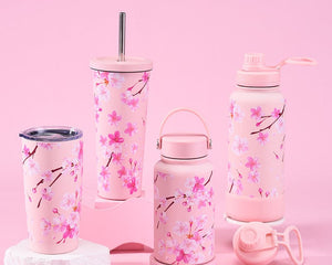 2026 New Large-Capacity Stainless Steel Thermos Cup Milk Tea Cup Coffee Cup Cherry Blossom Set with Handle Sports Water Bottle [SAMATIFY-CLEANED target=all_text]