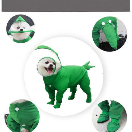 Tractionable Small Dog Four-Legged Raincoat Waterproof All-Inclusive with Feet Small Size Dogs Bichon Teddy Pet Rainy Day Dog Clothes [SAMATIFY-CLEANED target=all_text]