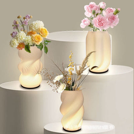 Cross-Border Creative 3D Printed Vase Table Lamp Flower Arrangement Lamp Simple Design Led Romantic Decorative Lamp Bedroom Bedside Lamp [SAMATIFY-CLEANED target=all_text]