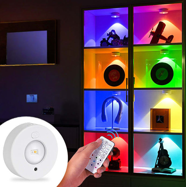 Cross-Border Rechargeable Led Cabinet Light Magnetic Wardrobe Wine Cabinet Light Wiring-Free Large Cat Eye Light Remote Control Rgb Ice Hockey Light [SAMATIFY-CLEANED target=all_text]